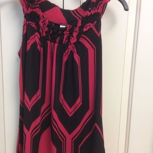 Black and pink patterned loose fitting blouse